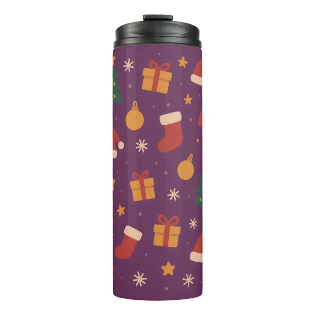 Bouteilles Isothermes Purple Christmas Pattern Aesthetic – Cute Holiday  (Devant)