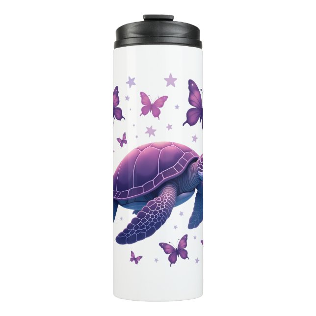 Bouteilles Isothermes Purple - T-shirt papillon de tortue de mer (Devant)