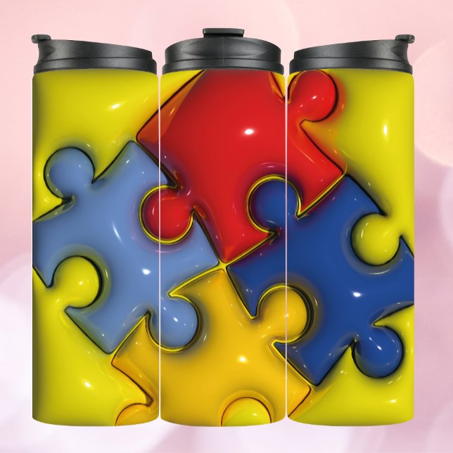 Bouteilles Isothermes Puzzle 3D gonflé Autisme Tumbler thermique (Créateur téléchargé)