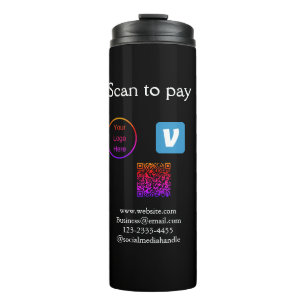 Bouteilles Isothermes Q R code venmo scanner pour payer ajouter le logo 