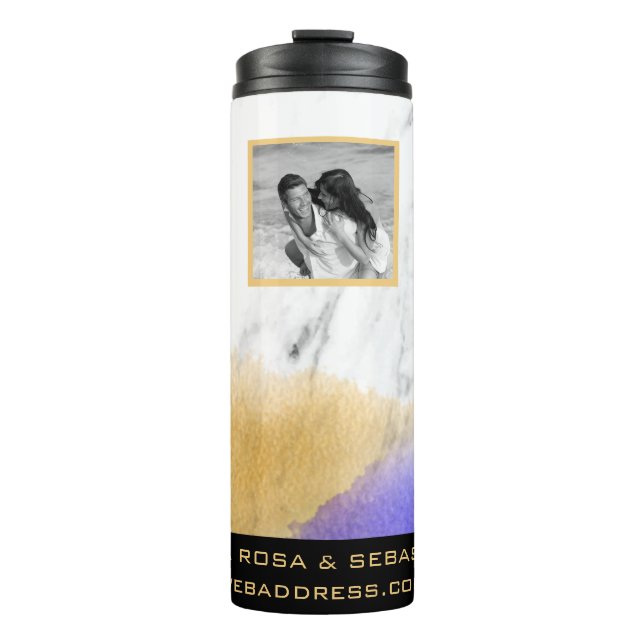 Bouteilles Isothermes *~* QR LOGO COUPLE Photo Gold Purple (Devant)