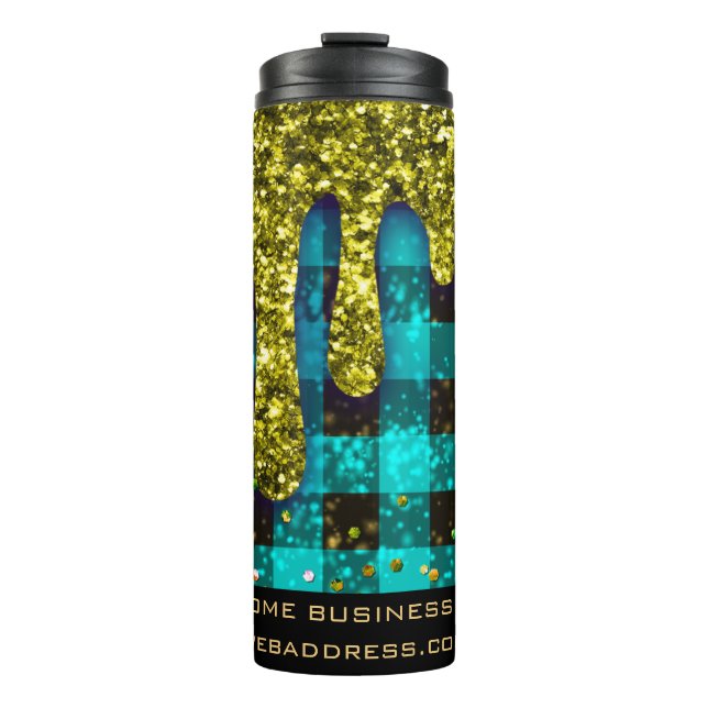 Bouteilles Isothermes *~* QR SWAG Rustique Christmas Gold Drift Plaid (Devant)