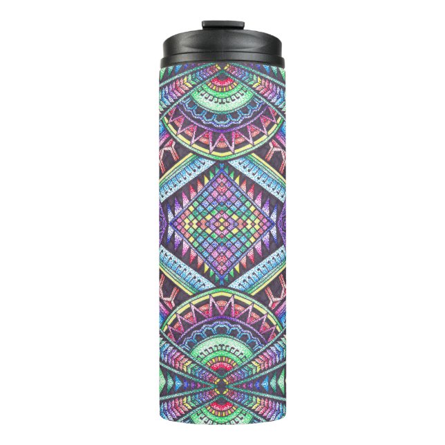 Bouteilles Isothermes Rainbow Kaleidoscope Mandala Art Motif Abstrait (Devant)