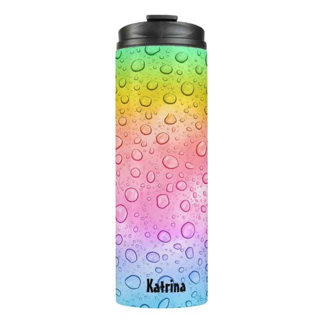 Bouteilles Isothermes Rainbow moderne Raindrops Nom personnalisé (Devant)