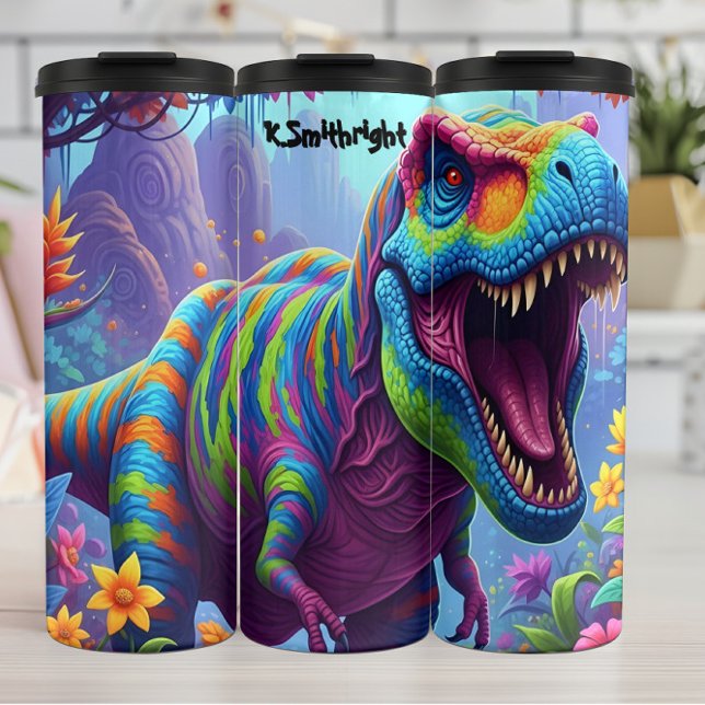 Bouteilles Isothermes Rainbow Striped T-Rex Roaring Jungle (Créateur téléchargé)