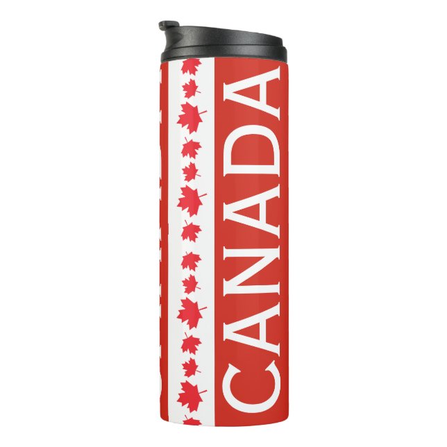 Bouteilles Isothermes Red and White Canada Tumbler – Maple Leaf Pattern (Tourné sur la droite)