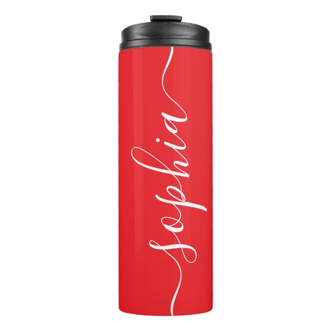 Bouteilles Isothermes Red White Script Custom Name Thermal Tumbler (Devant)