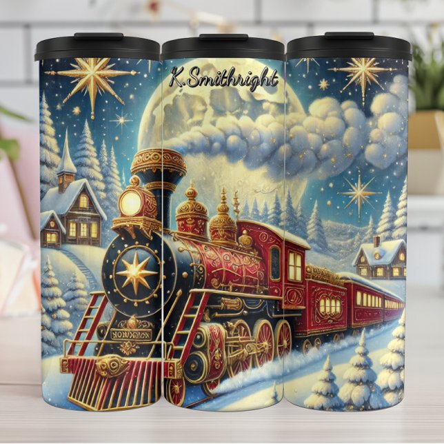 Bouteilles Isothermes Regal Red Christmas Train Moonlit Journey (Créateur téléchargé)