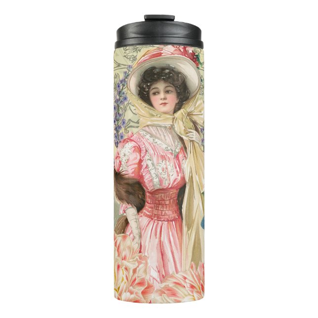 Bouteilles Isothermes Regency de femme victorienne rose (Devant)