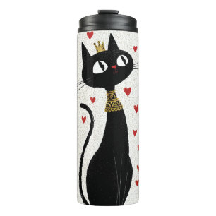 Bouteilles Isothermes Reine de chat noir Whimsical avec couronne d'or