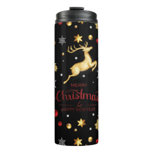 Bouteilles Isothermes Renne en or rouge arbre de Noël joyeux