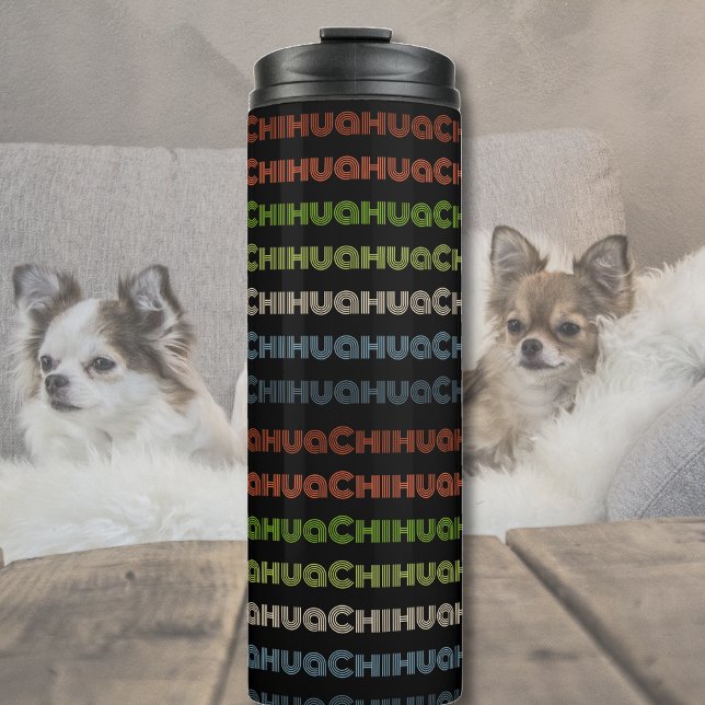 Bouteilles Isothermes Retro Chihuahua Typographie Cadeau Amoureux des ch (Créateur téléchargé)