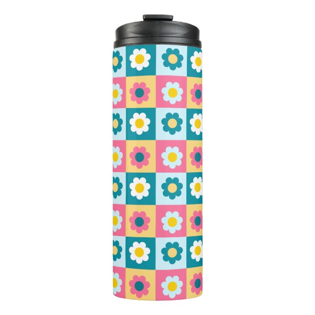 Bouteilles Isothermes Retro Cute colorful Pastel Flowers Pattern  (Devant)