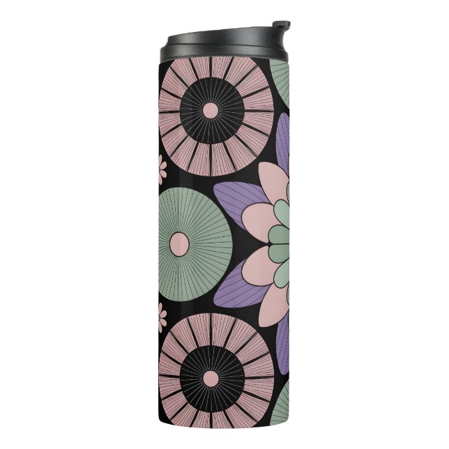 Bouteilles Isothermes Retro Pastel Floral Mandala Symmetry (Tourné sur la gauche)