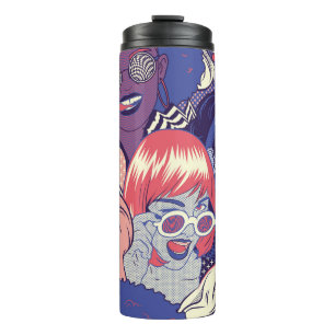 Bouteilles Isothermes Retro Pop Art Comic Girls Seamless Motif. Gestionn