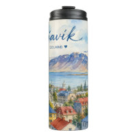 Reykjavik Islande souvenir aquarelle