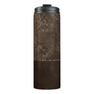Bouteilles Isothermes Romance en bronze de minuit Satiny Grunge Damask