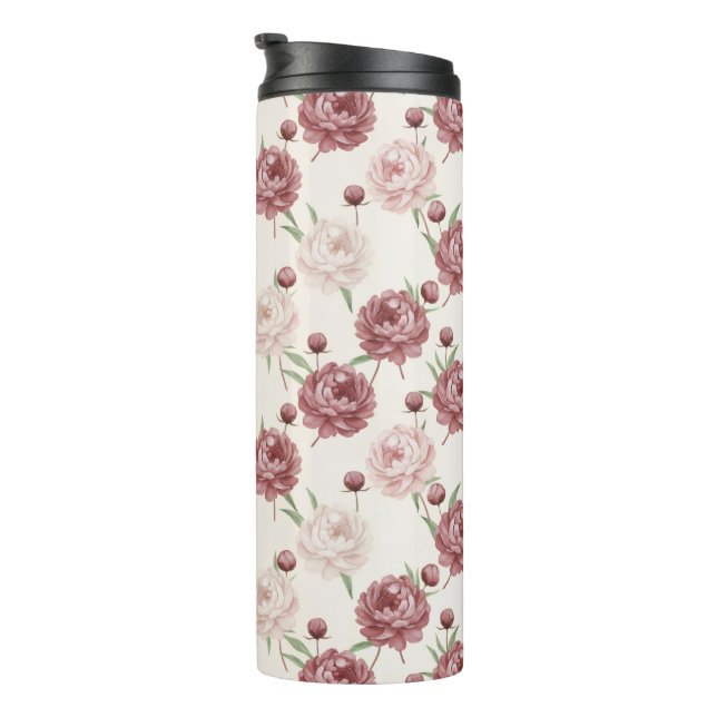 Bouteilles Isothermes Romantic Blush & Burgundy Peony Floral Pattern (Tourné sur la droite)