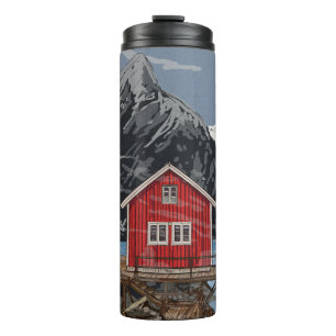 Bouteilles Isothermes Rorbu Lofoten Bergen Norvège Illustration du paysa