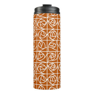Bouteilles Isothermes Rose Art déco Carrés stylisé Floral orange