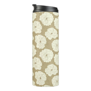 Bouteilles Isothermes Rose crème sur Beige d'or - motif sans couture.