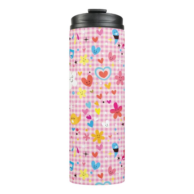 Bouteilles Isothermes rose de motif de bande dessinée d'amusement (Devant)