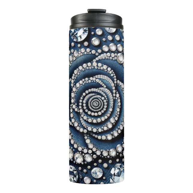 Bouteilles Isothermes Rose diamant & Denim Glam Bling (Devant)