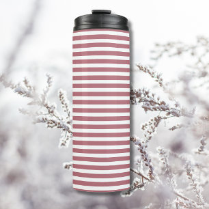 Bouteilles Isothermes Rose Gold Blanc Simple Rayé Horizontalement