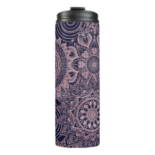 Bouteilles Isothermes Rose Gold Mandala Collection Blue Design