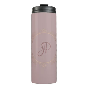 Bouteilles Isothermes Rose Monogram Gold Elegant Modèle personnalisé