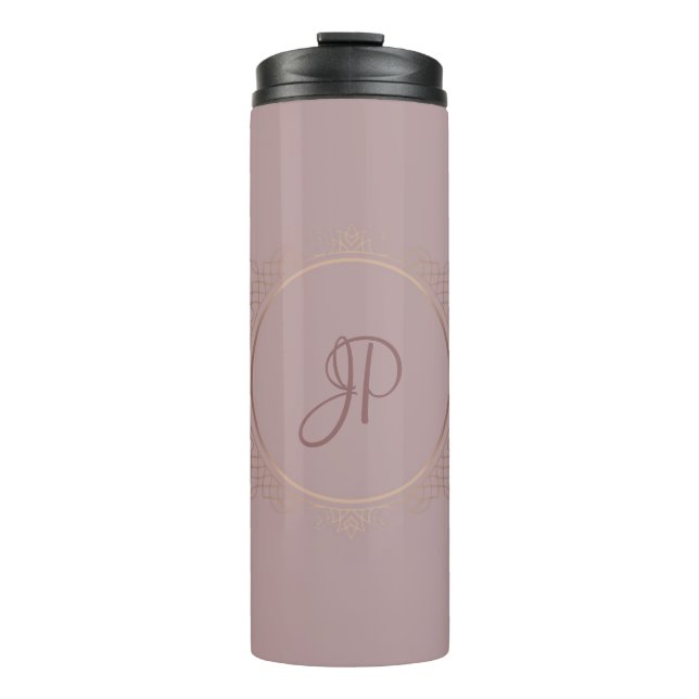 Bouteilles Isothermes Rose Monogram Gold Elegant Modèle personnalisé (Devant)