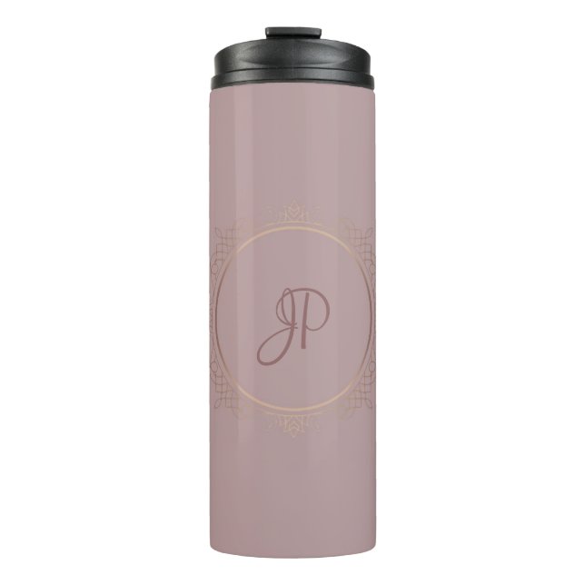 Bouteilles Isothermes Rose monogramme Gold Elegant Modèle personnalisé (Devant)