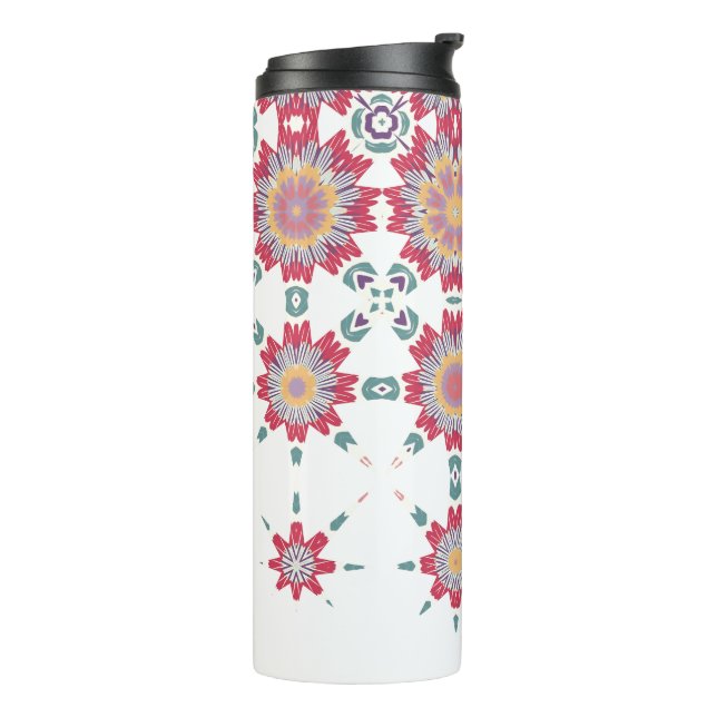 Bouteilles Isothermes Rose violet blanc Aquarelle Fleurs (Tourné sur la gauche)