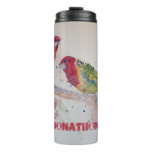 Bouteilles Isothermes Rosella rouge perroquet aquarelle Peinture thermiq