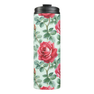 Bouteilles Isothermes Roses aquarelle : Illustration Florale sans joint.