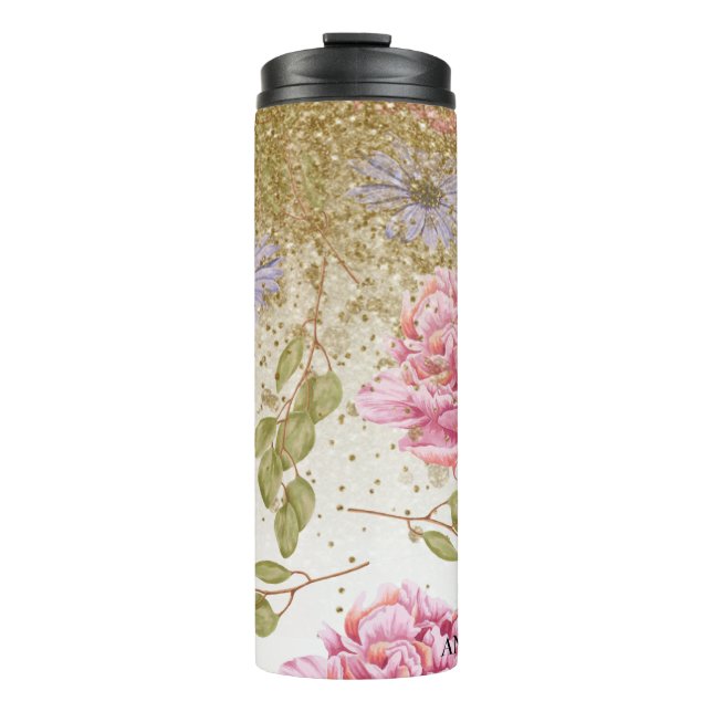 Bouteilles Isothermes *~* Roses roses rose florale Parties scintillant o (Devant)
