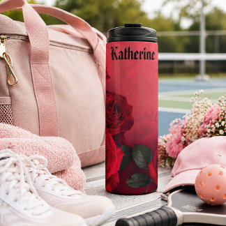 Bouteilles Isothermes Roses Rouges Vintage Nom Personnalisé
