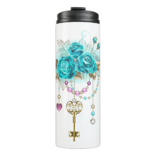 Bouteilles Isothermes Roses turquoise avec touches