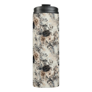 Bouteilles Isothermes Roses vintages d'aquarelle en beige, noir, crème