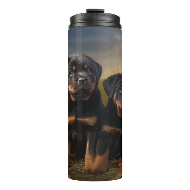Bouteilles Isothermes Rottweiler Chiot Automne Citrouille de plaisir (Devant)