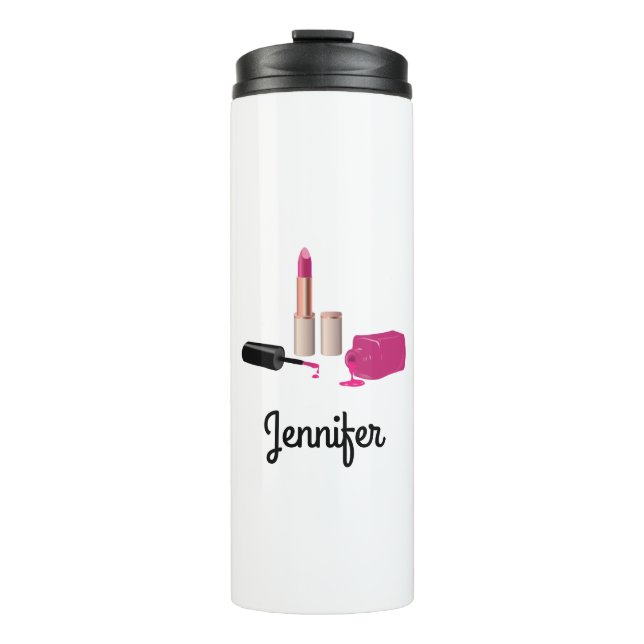 Bouteilles Isothermes Rouge à lèvres rose et ongle Polonais beauté thème (Devant)