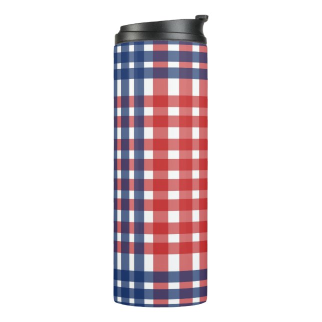 Bouteilles Isothermes Rouge blanc et bleu En vichy plaid (Tourné sur la gauche)