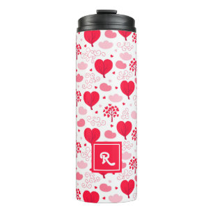 Bouteilles Isothermes Rouge & blanc Valentine's arbre forme coeurs motif