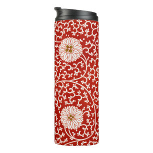 Bouteilles Isothermes Rouge Floral Vibrant Ornate Classé Motif