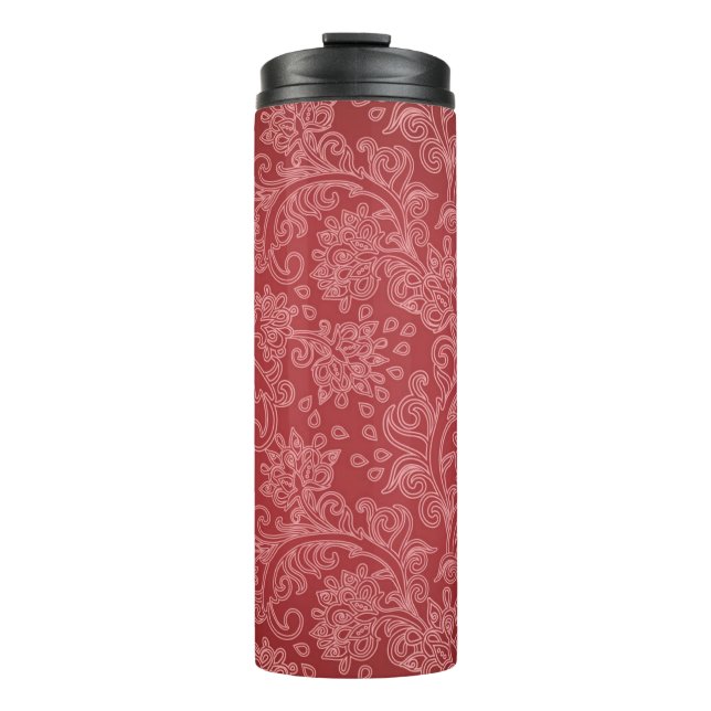 Bouteilles Isothermes Rouge Paisley Damask Designer Floral Classic (Devant)