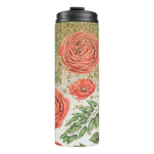 Bouteilles Isothermes *~* Rouge PEONY POPPY Gold Parties scintillant Flo