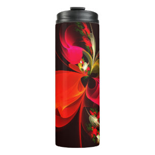 Bouteilles Isothermes Rouge Vert Floral Moderne Art Abstrait Motif #02