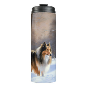 Bouteilles Isothermes Rough Collie Laisser Neige Noël
