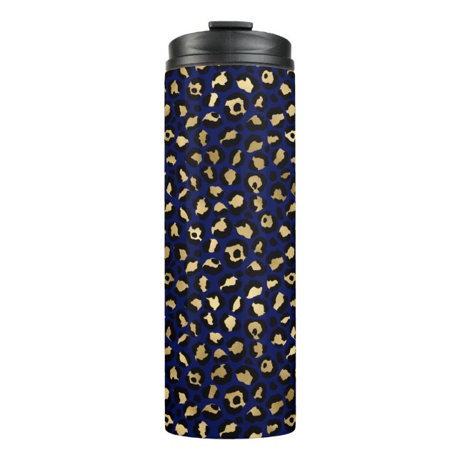 Bouteilles Isothermes Royal Blue & Gold Glam Leopard Spots Imprimer (Devant)