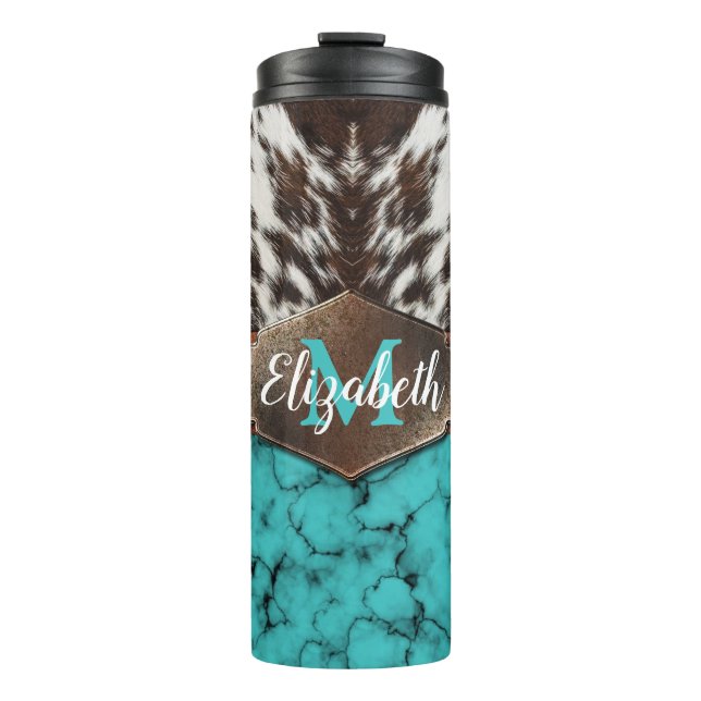 Bouteilles Isothermes Russe Occidental Turquoise Cowhide Thermal Tumbler (Devant)